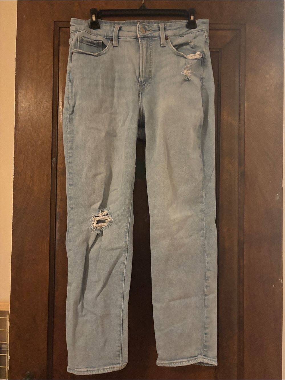 Old Navy Light Blue Straight Leg Distressed Jeans